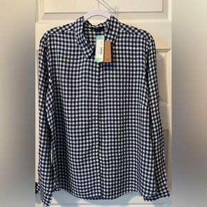 NWT Paradigma Gingham Plaid Button Down Top Size L